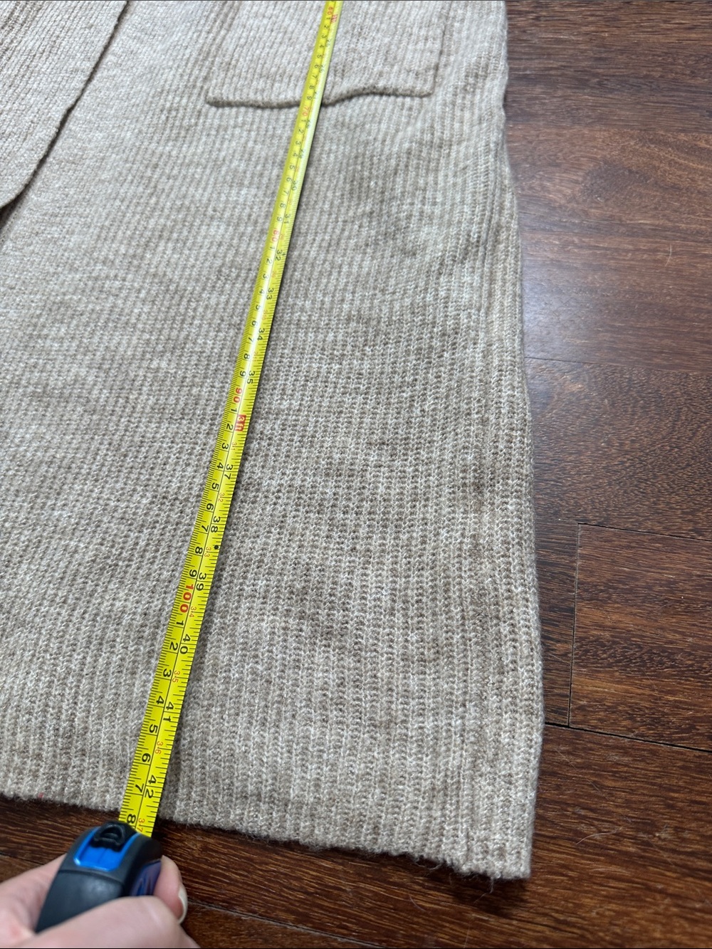 Dynamite Beige Ribbed Open-Front Long Cardigan - Picture 6 of 6